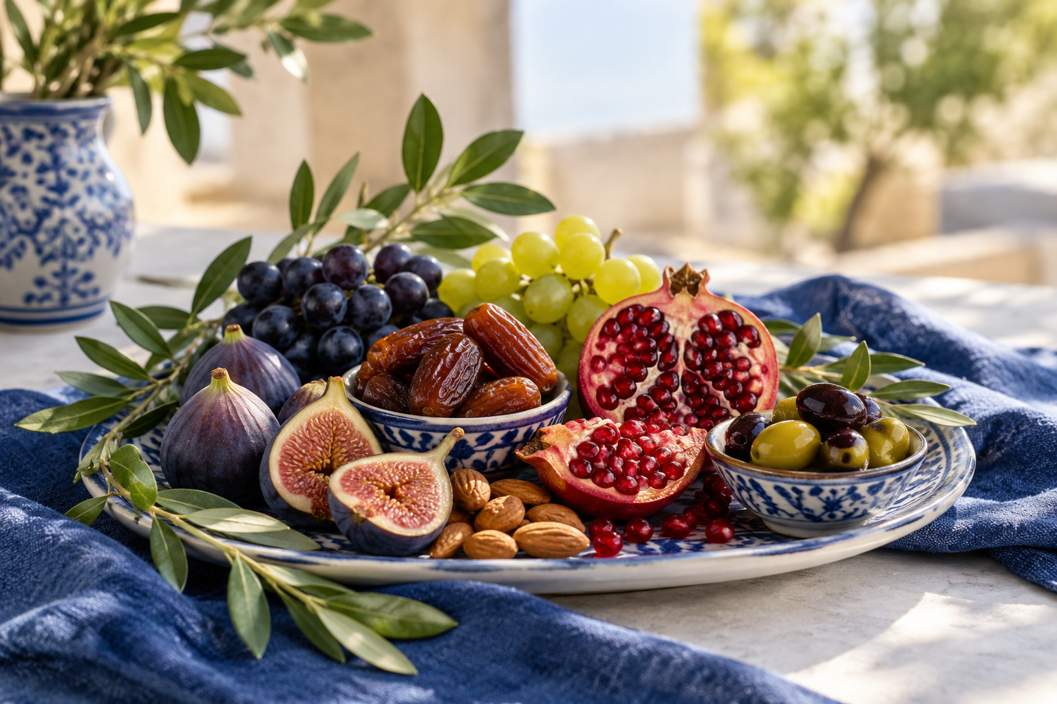 Fruits, dattes, figues et grenades
